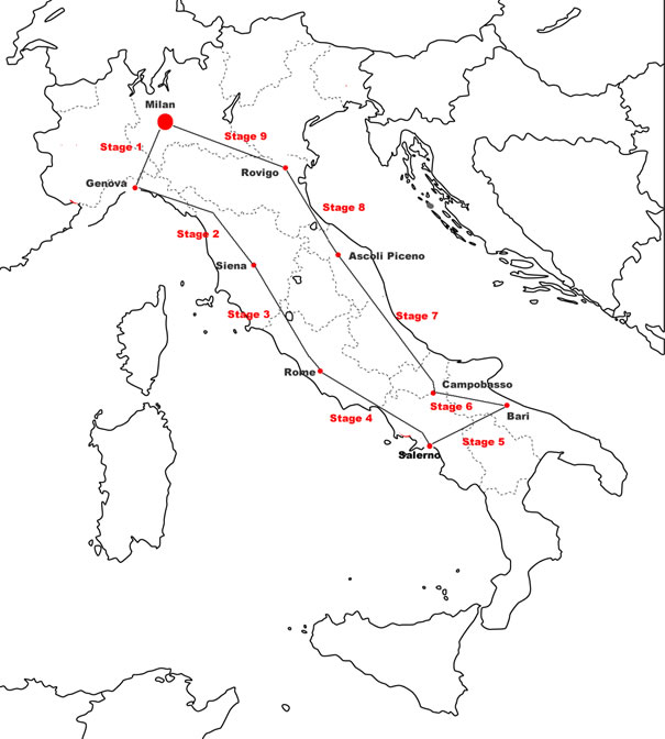 Giro d'Italia 1913 Map